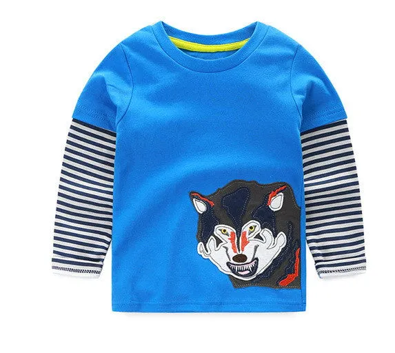 1-8 years Boys T-shirt Kids Tees Baby Boy brand t shirts Children tees Long Sleeve 100% Cotton cardigan sweater jacket shirts