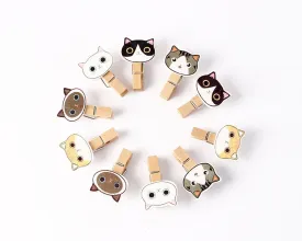 10 Pieces Cartoon Cat Photo Clip with String