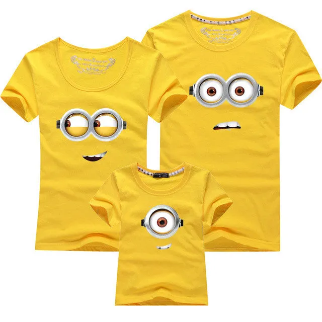 1PCS Cotton Family Matching Outfits Minions T Shirts mother & kids T-shirt Family Clothing Mother And Daughter Clothes