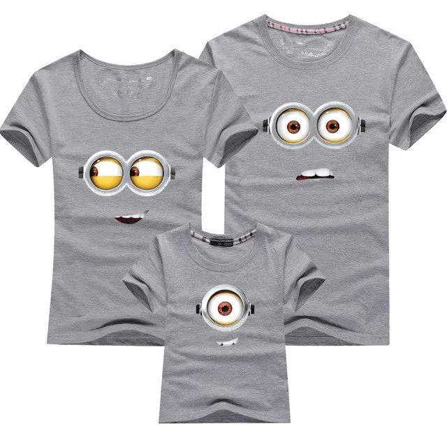 1PCS Cotton Family Matching Outfits Minions T Shirts mother & kids T-shirt Family Clothing Mother And Daughter Clothes