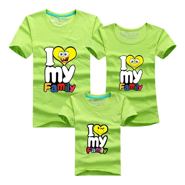 1Piece New Family Matching Outfits T-shirt Color Clothes For  2017 Summer family clothes mother father daughter son Top Clothing