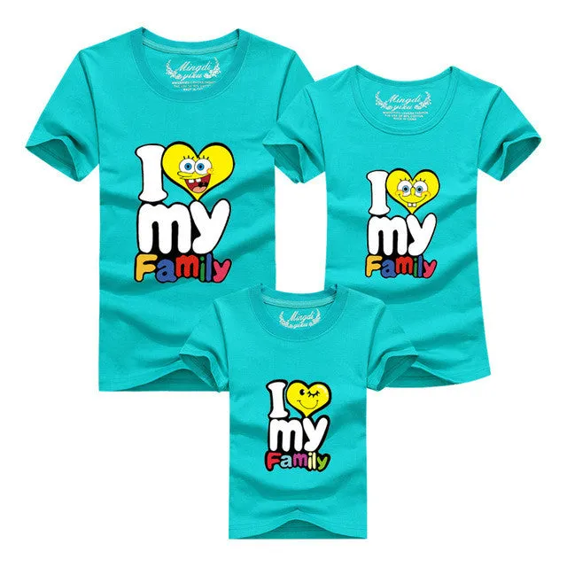 1Piece New Family Matching Outfits T-shirt Color Clothes For  2017 Summer family clothes mother father daughter son Top Clothing