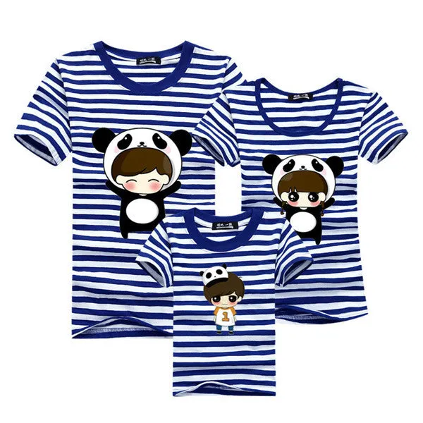 1piece New Fashion Family Matching Outfits T-shirt For mother father Baby Family fitted short-sleeved Navy Stripped Family Shirt