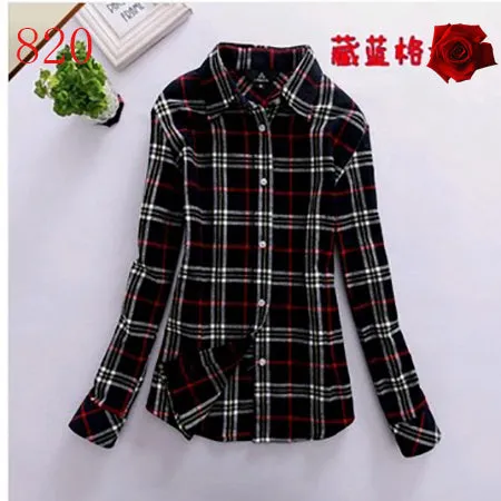 2017 New Hot Sale Long Sleeve Cotton Plaid Shirt Turn Down Collar Shirt Blusas Feminino Ladies Blouses Womens Tops Fashion