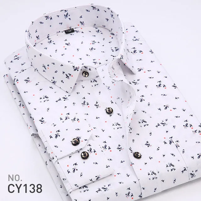 2017 Spring Floral Print Men Shirts Long Sleeve Mens Casual Shirt Slim Men Flower Printing Dress Shirts camisa masculina