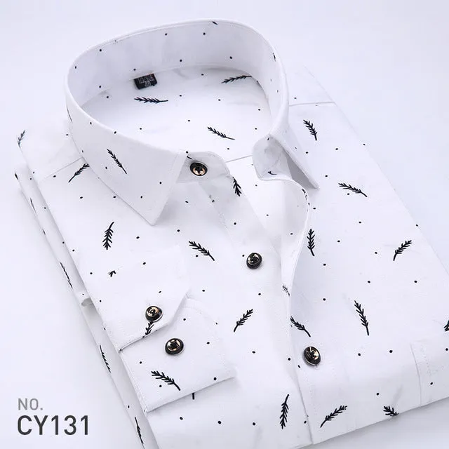 2017 Spring Floral Print Men Shirts Long Sleeve Mens Casual Shirt Slim Men Flower Printing Dress Shirts camisa masculina