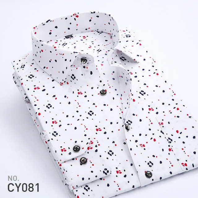 2017 Spring Floral Print Men Shirts Long Sleeve Mens Casual Shirt Slim Men Flower Printing Dress Shirts camisa masculina