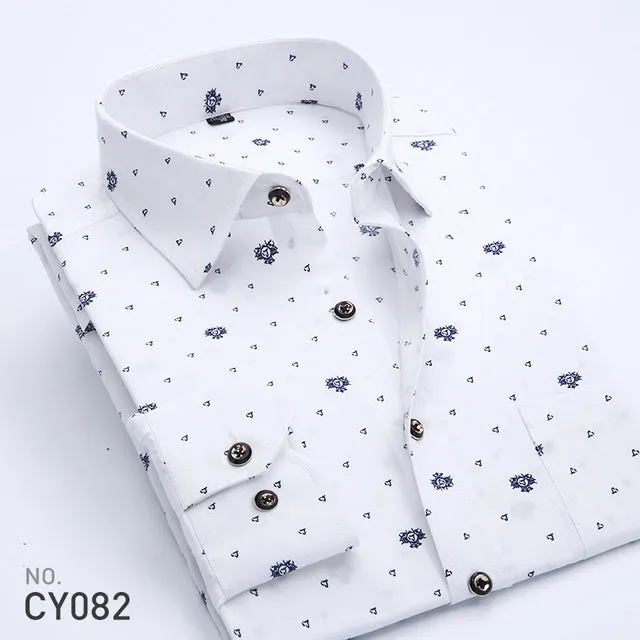 2017 Spring Floral Print Men Shirts Long Sleeve Mens Casual Shirt Slim Men Flower Printing Dress Shirts camisa masculina