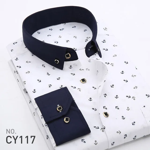 2017 Spring Floral Print Men Shirts Long Sleeve Mens Casual Shirt Slim Men Flower Printing Dress Shirts camisa masculina