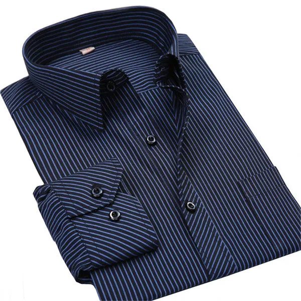 4XL 5XL 6XL 7XL 8XL Large Size Men's Business Casual Long Sleeved Shirt White Blue Black Striped Male Social Dress Shirt Plus