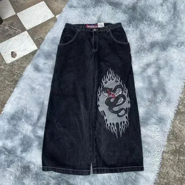 Advbridge Hip Hop Streetwear Y2K Men Clothing Baggy Jeans high quality Embroidered pattern Black Jeans men women Goth wide leg jeans