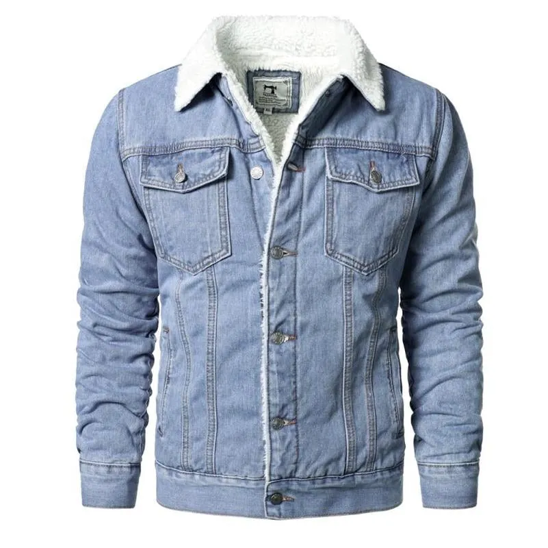 Advbridge Men Light Blue Denim Jackets Slim Casual Denim Coats New Male High Quality Cotton Thicker Winter Jean Jackets Warm Coats XS-6XL