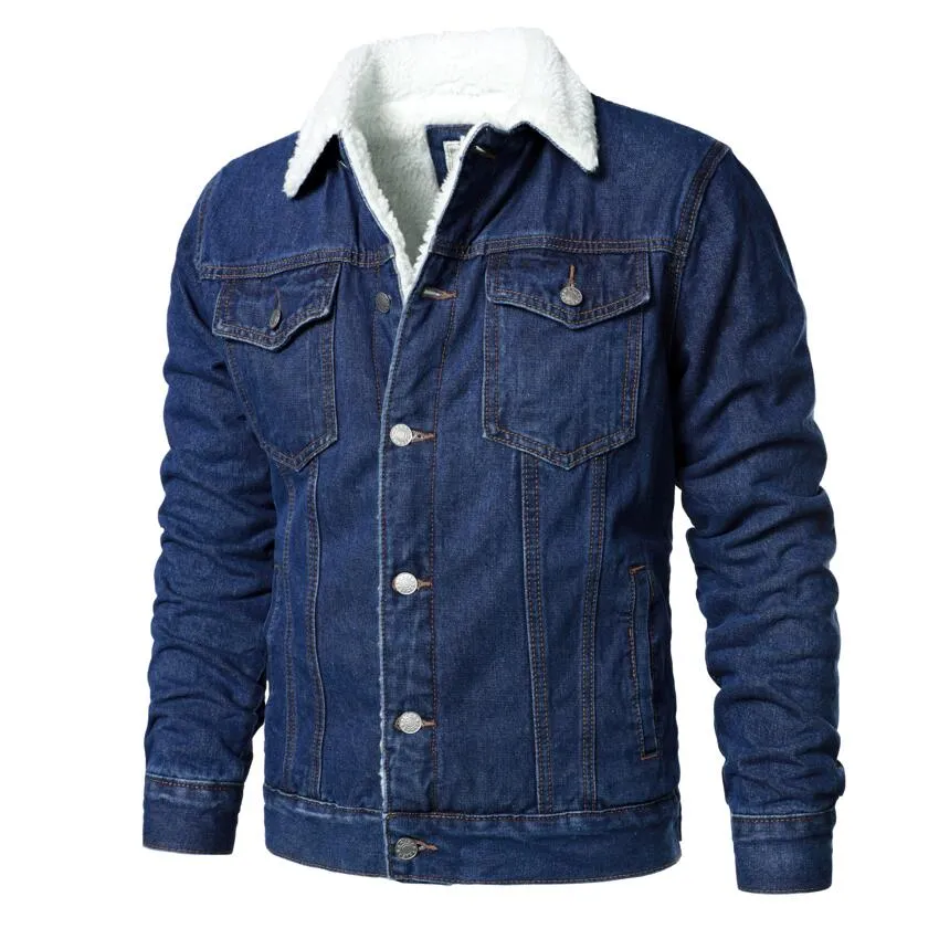 Advbridge Men Light Blue Denim Jackets Slim Casual Denim Coats New Male High Quality Cotton Thicker Winter Jean Jackets Warm Coats XS-6XL