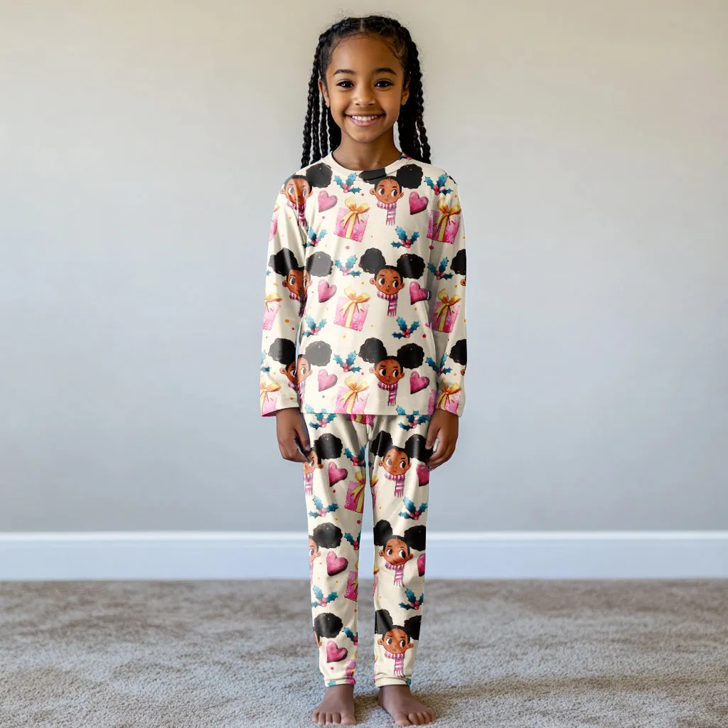 Afro Puff Christmas Kids' Pajama Set