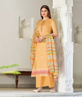 Alok Karachi Orange Unstitched Cotton Salwar Suits Dress Material