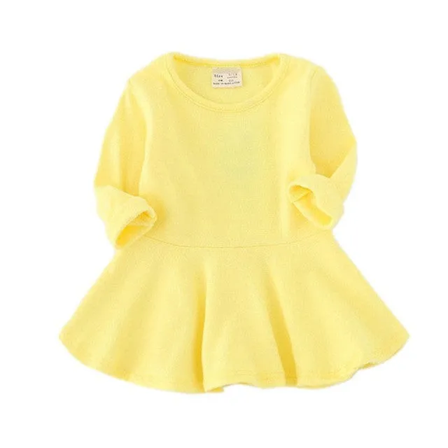 Baby Girls Dresses Autumn Long Sleeve Spring Toddler Dress Girls O-neck Ruffles Dress