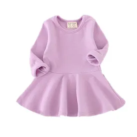 Baby Girls Dresses Autumn Long Sleeve Spring Toddler Dress Girls O-neck Ruffles Dress