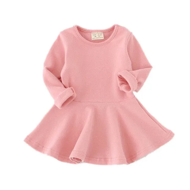 Baby Girls Dresses Autumn Long Sleeve Spring Toddler Dress Girls O-neck Ruffles Dress