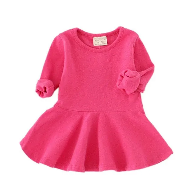 Baby Girls Dresses Autumn Long Sleeve Spring Toddler Dress Girls O-neck Ruffles Dress