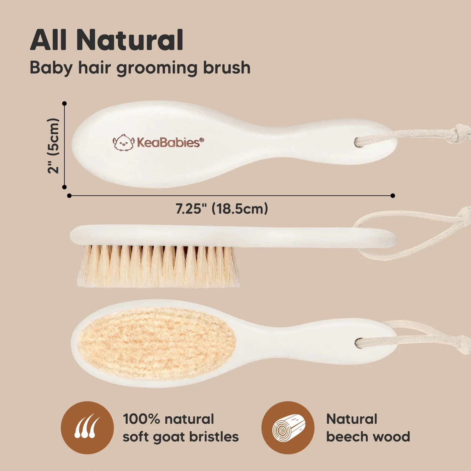 Baby Hair Brush (Vanilla, Oval)