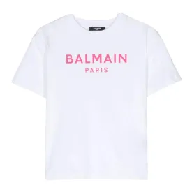 Balmain Kids Contrast Logo White T-Shirt