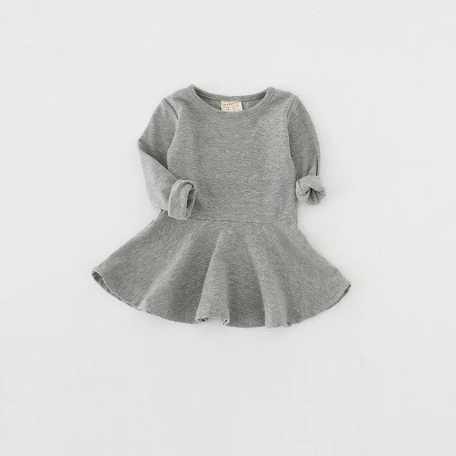 Bear Leader 2016 New Spring Casual Style Pure cotton falbala long-sleeved dress Baby candy color Lovely princess dress