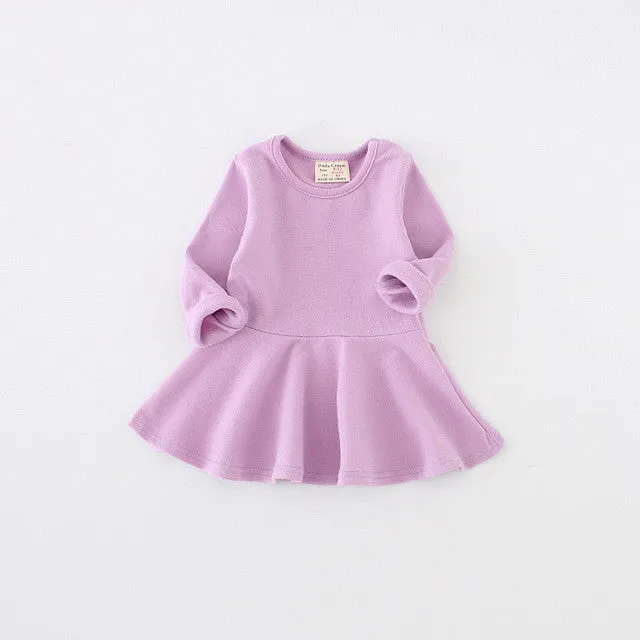 Bear Leader 2016 New Spring Casual Style Pure cotton falbala long-sleeved dress Baby candy color Lovely princess dress