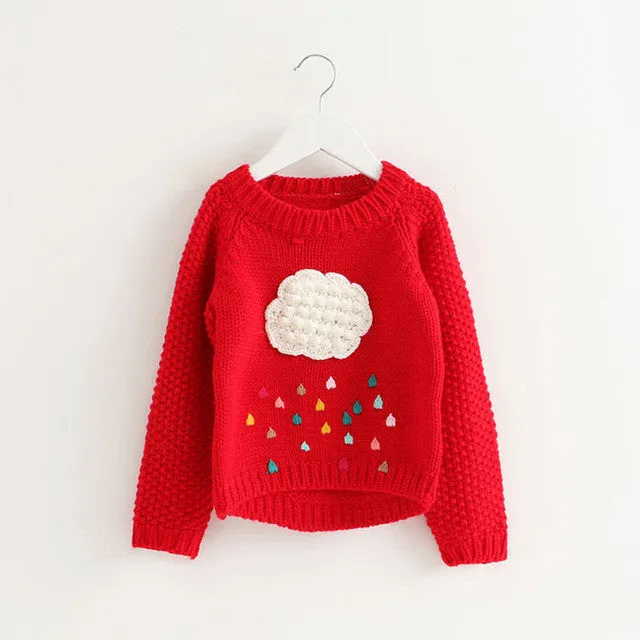 Bear Leader Girls Clothing 2017 Winter Pullover Children Sweaters Cartoon Cloud Long Sleeve Outerwear O-neck Kids Knitwear 3-7Y