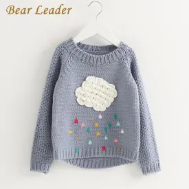 Bear Leader Girls Clothing 2017 Winter Pullover Children Sweaters Cartoon Cloud Long Sleeve Outerwear O-neck Kids Knitwear 3-7Y