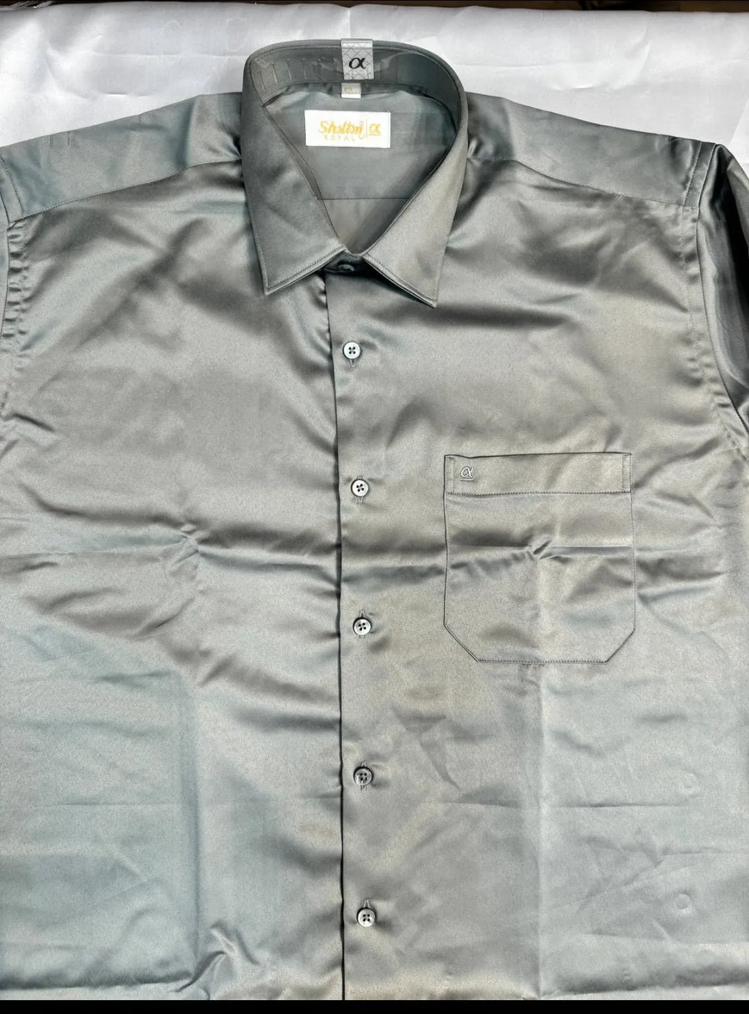 Beautiful Grey Color Full Sleeve Silk Shirt For Men