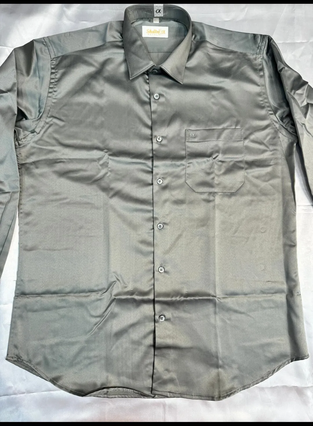 Beautiful Grey Color Full Sleeve Silk Shirt For Men