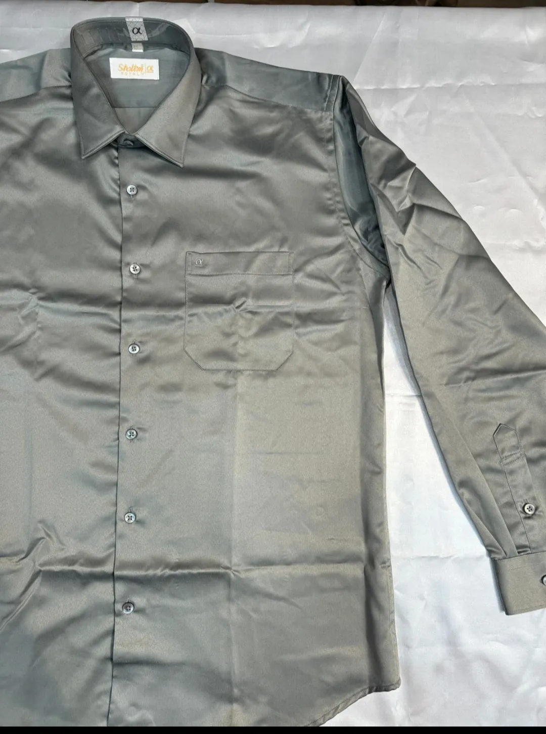 Beautiful Grey Color Full Sleeve Silk Shirt For Men