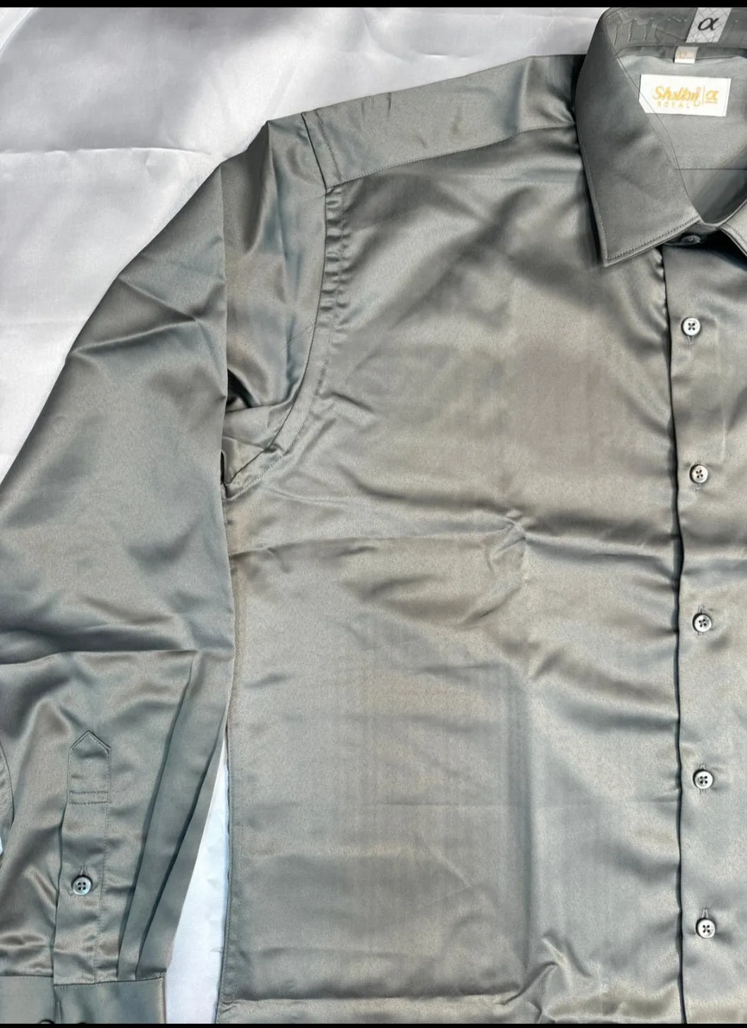 Beautiful Grey Color Full Sleeve Silk Shirt For Men