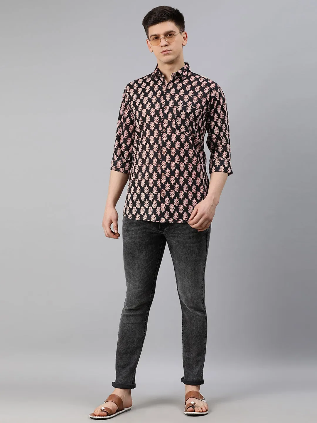 Black Cotton Full Sleeves Shirts For Men-Mmf020