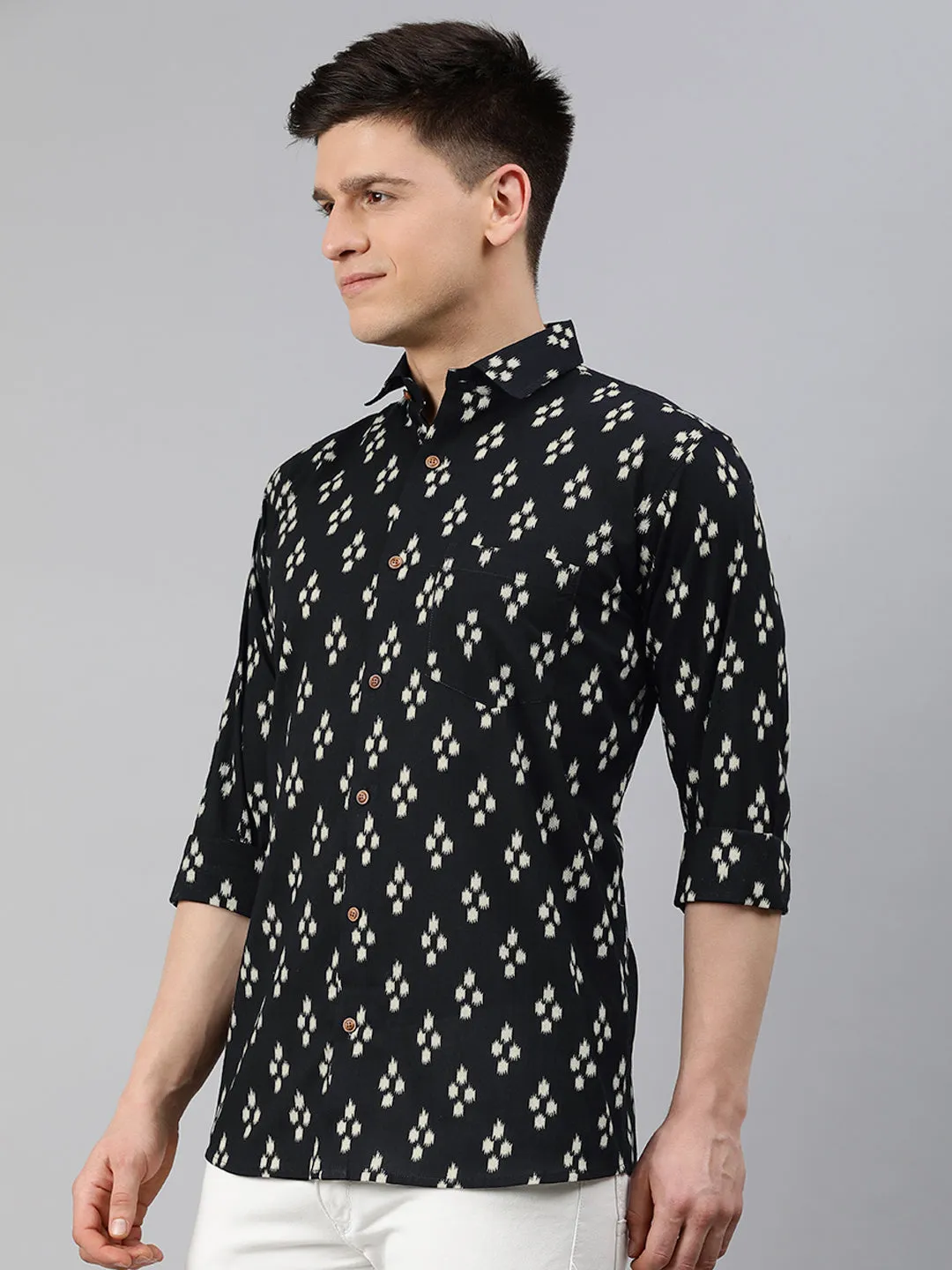 Black Cotton Full Sleeves Shirts For Men-Mmf027