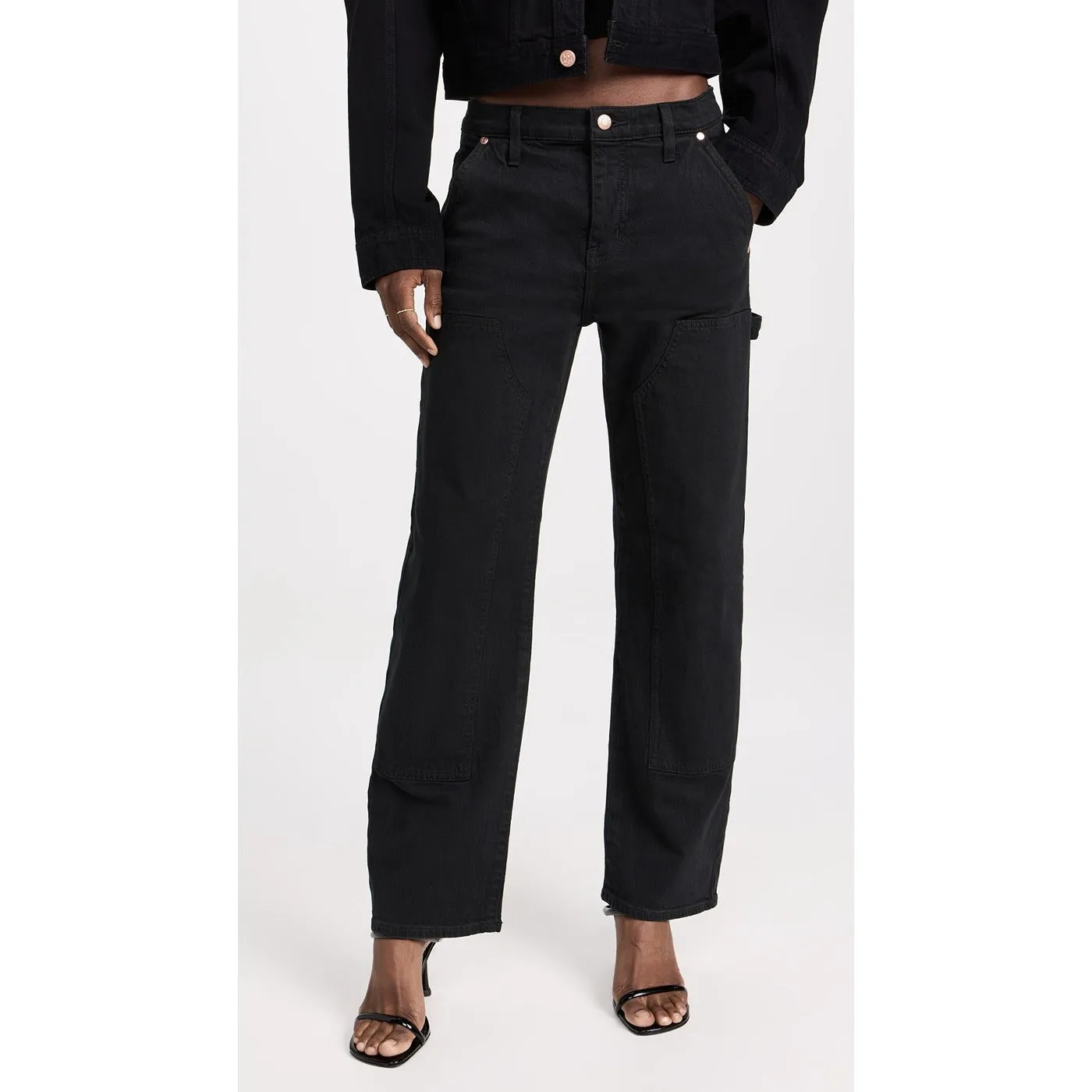 Black High Waisted Carpenter Jeans