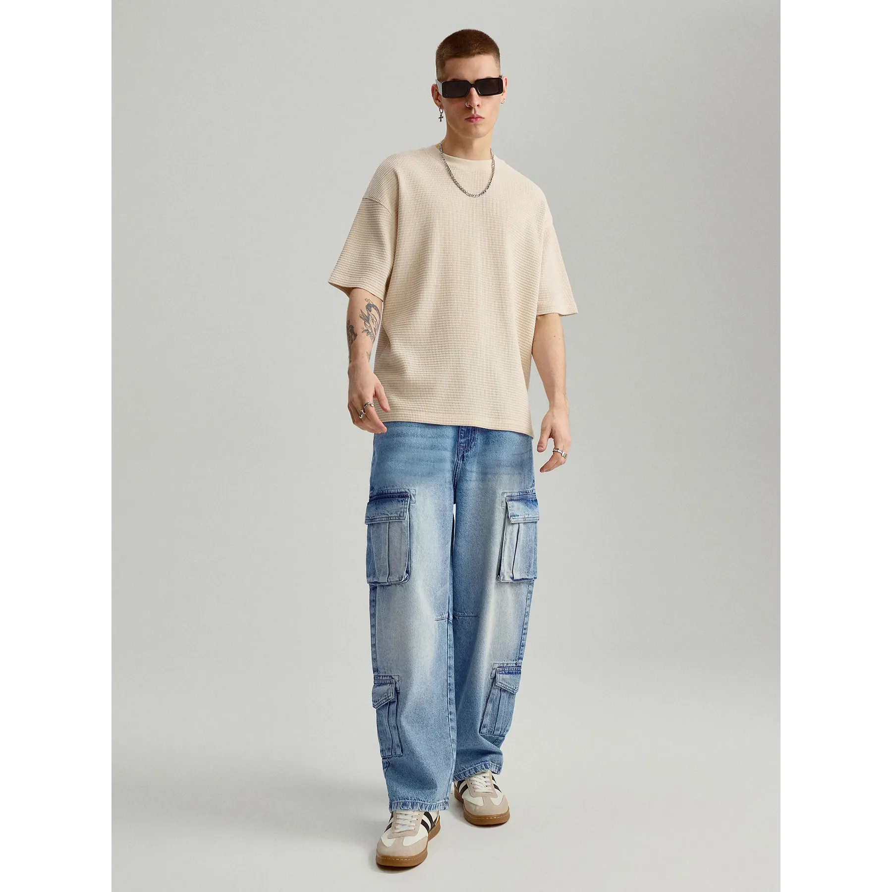 Blue Baggy Cargo Jeans