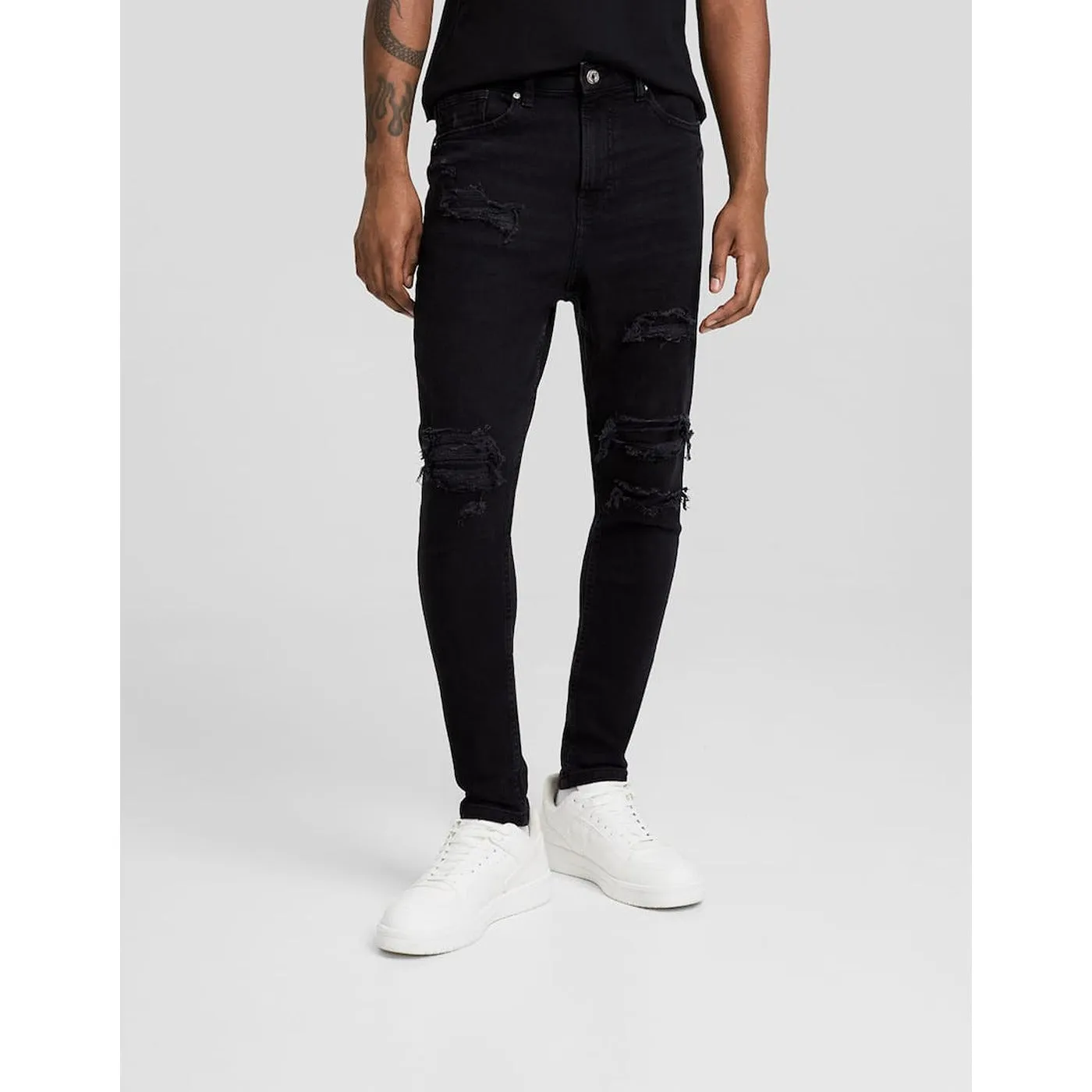 BSK Black Ripped Carrot Fit Jeans