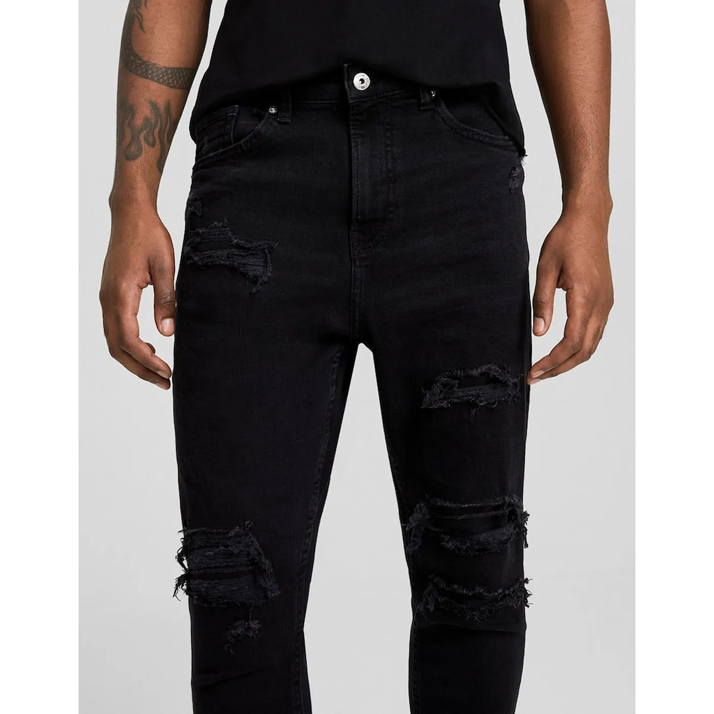 BSK Black Ripped Carrot Fit Jeans