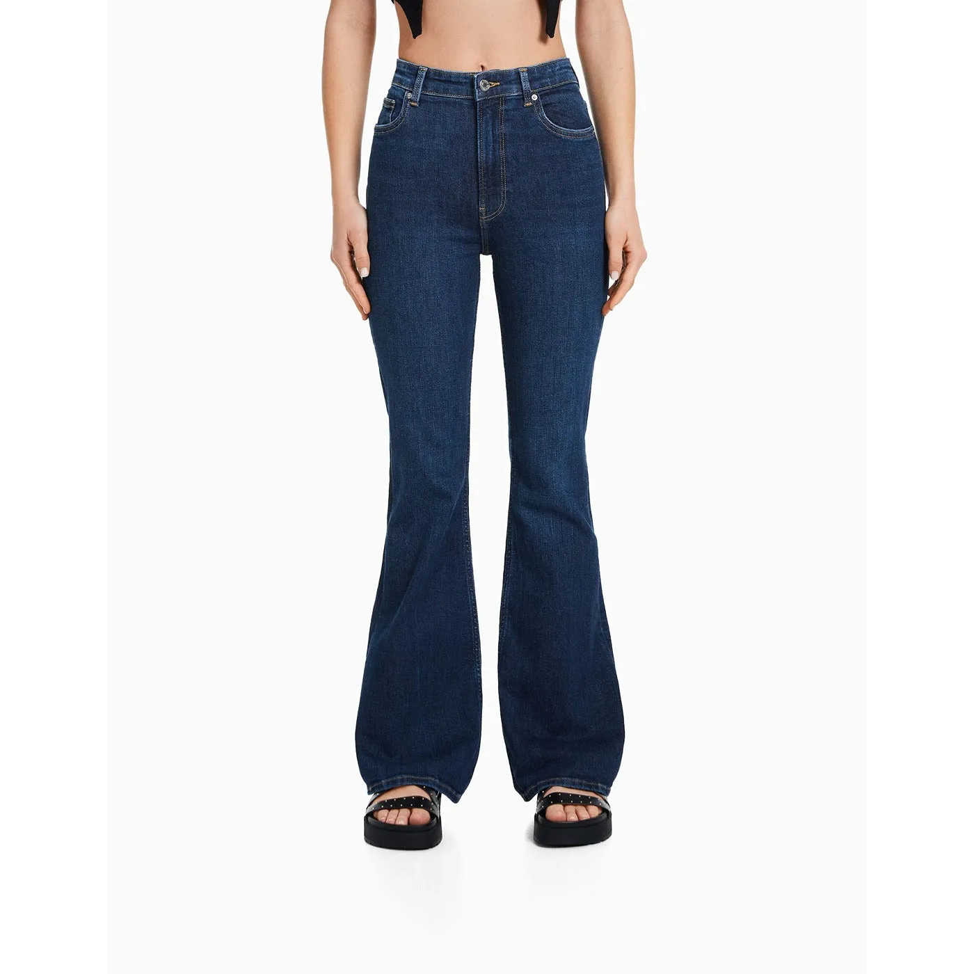 BSK High Rise Flare Blue Jeans