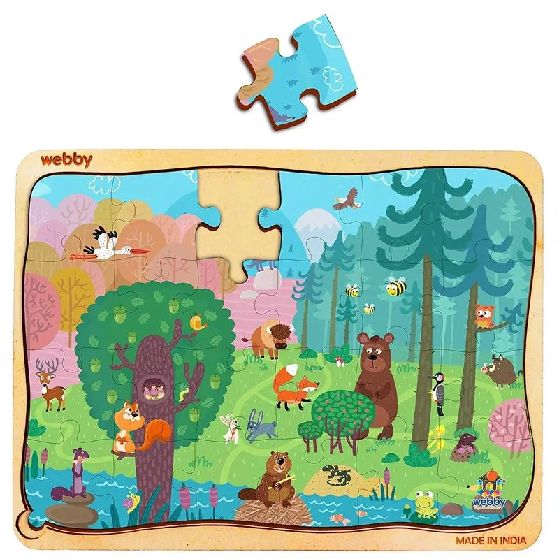 Cartoon Jungle Wooden Jigsaw Puzzle, 24pcs