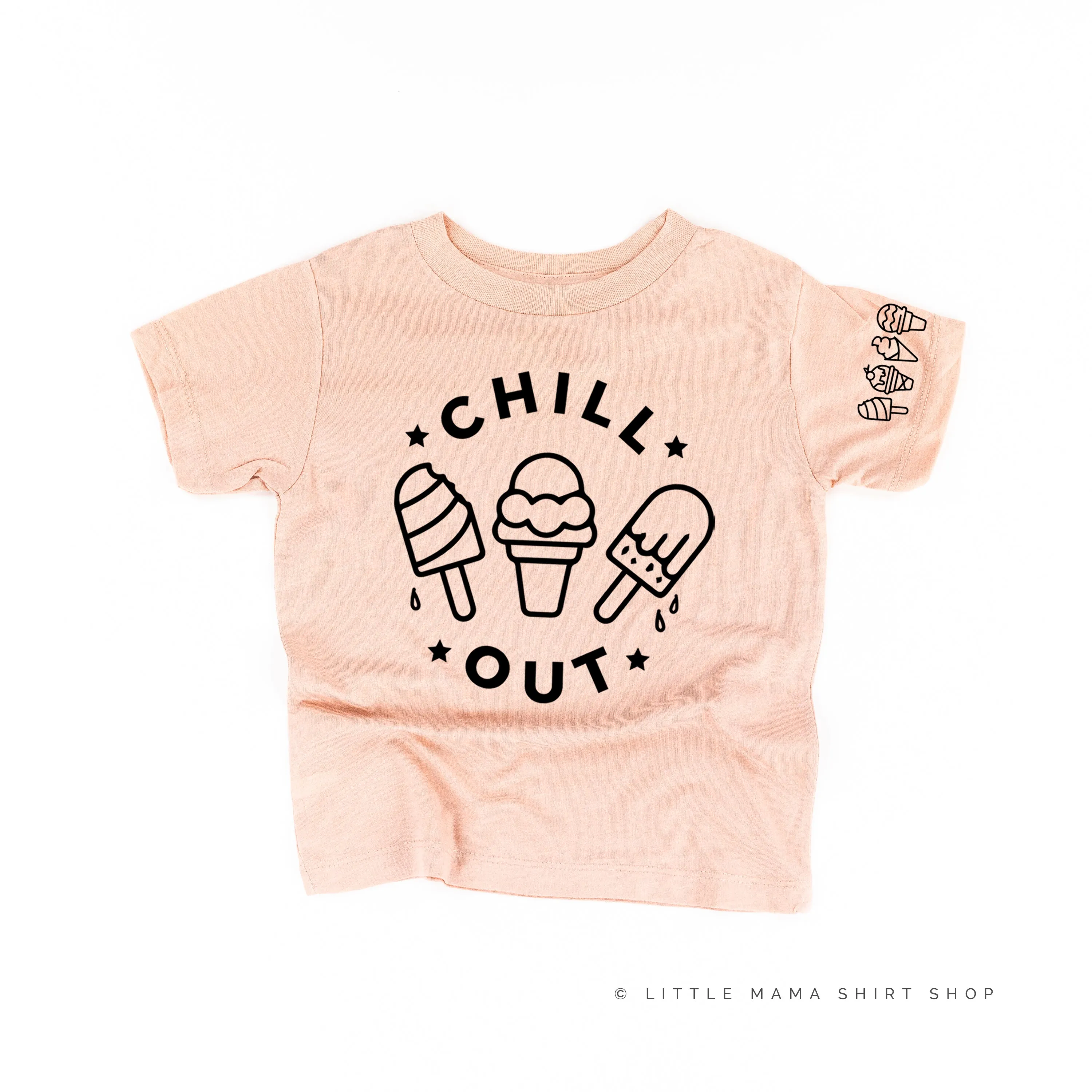 CHILL OUT  - Ice Cream Sleeve Detail - Short Sleeve Child Shirt