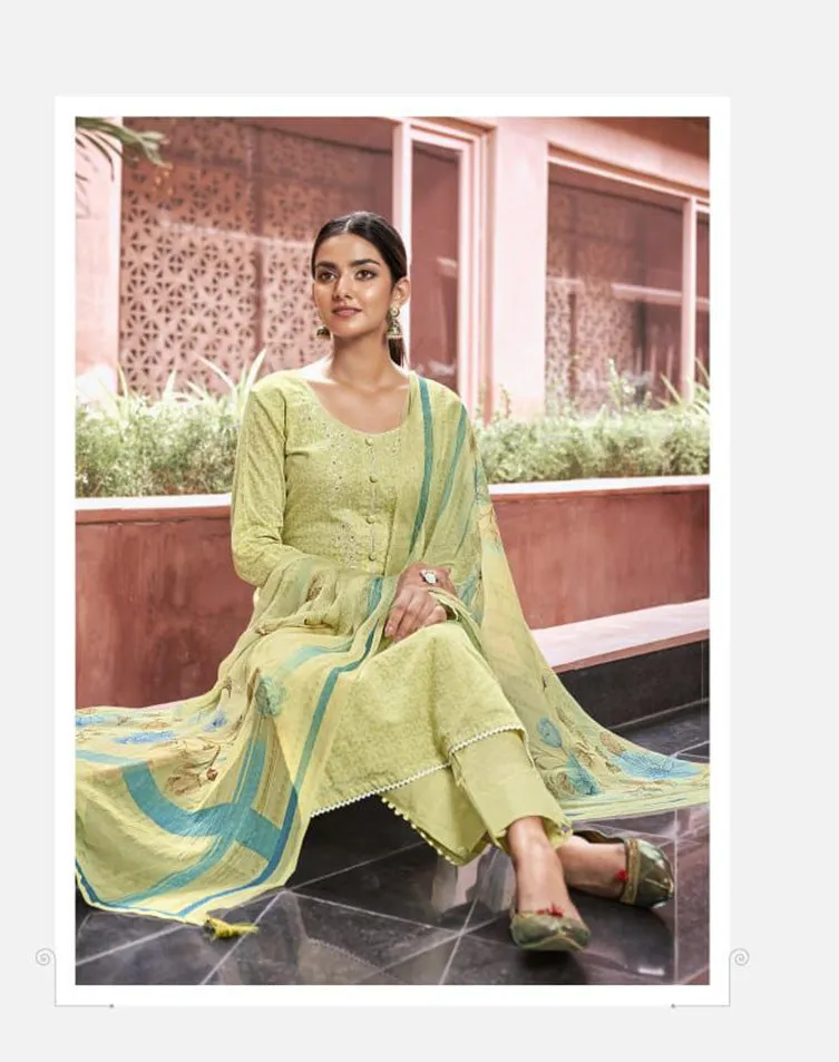 Cotton Unstitched Suit Material With Chiffon Dupatta