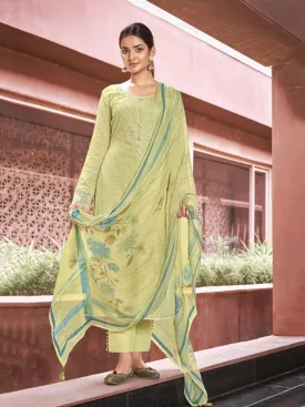 Cotton Unstitched Suit Material With Chiffon Dupatta