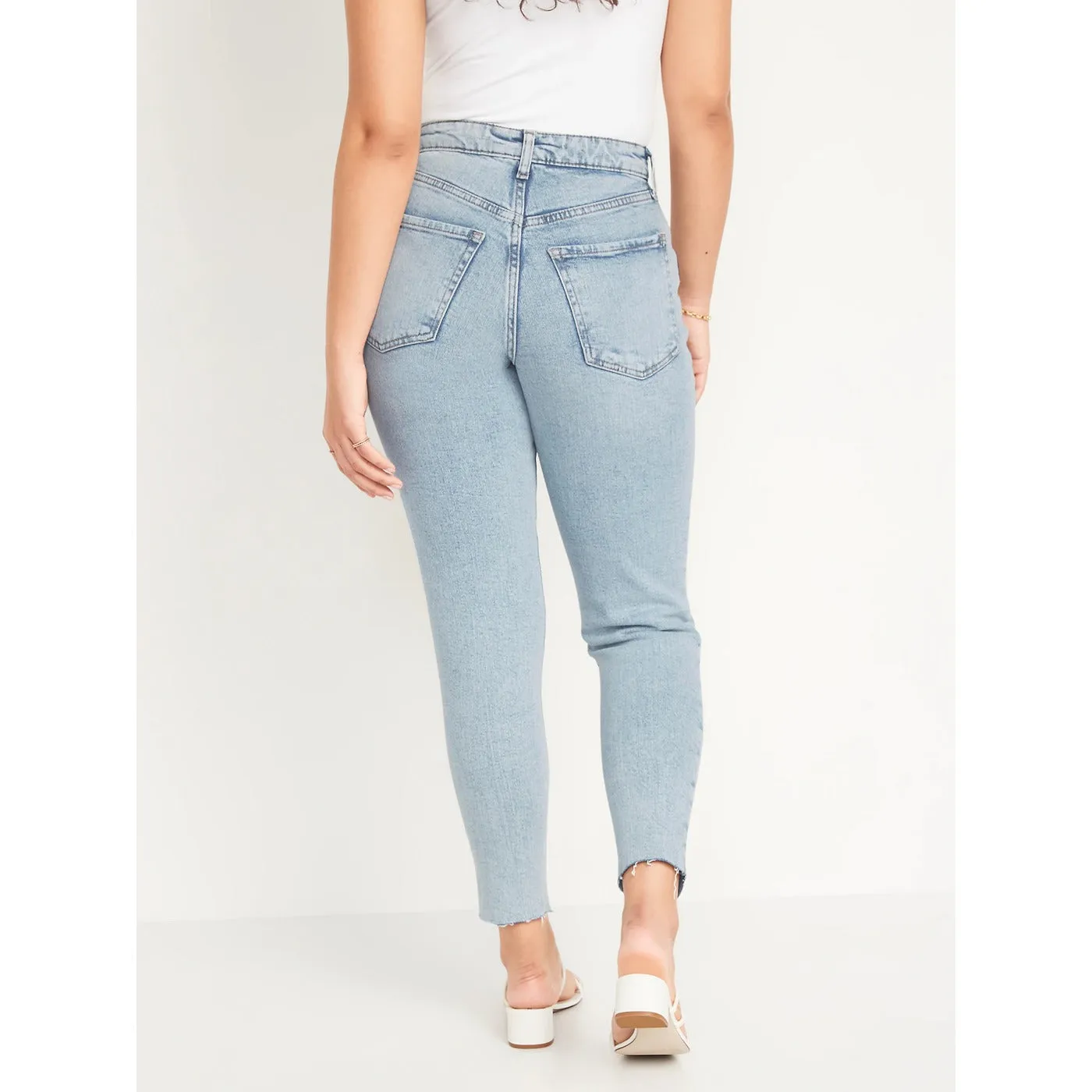 Curvy High-Waisted Straight Ripped Jeans