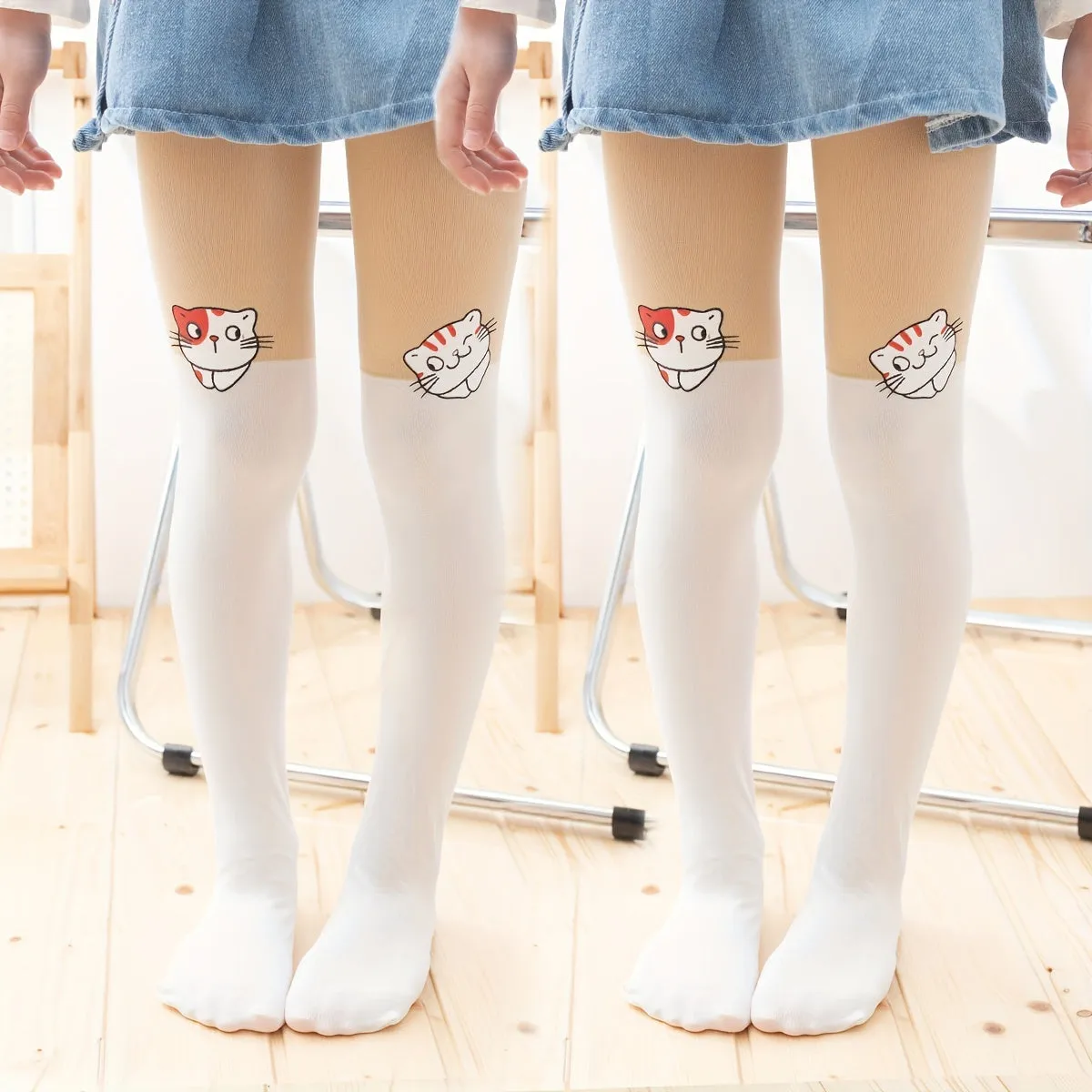 Cute Cat Breathable Tights Perfect for SpringSummer Kids  Teens