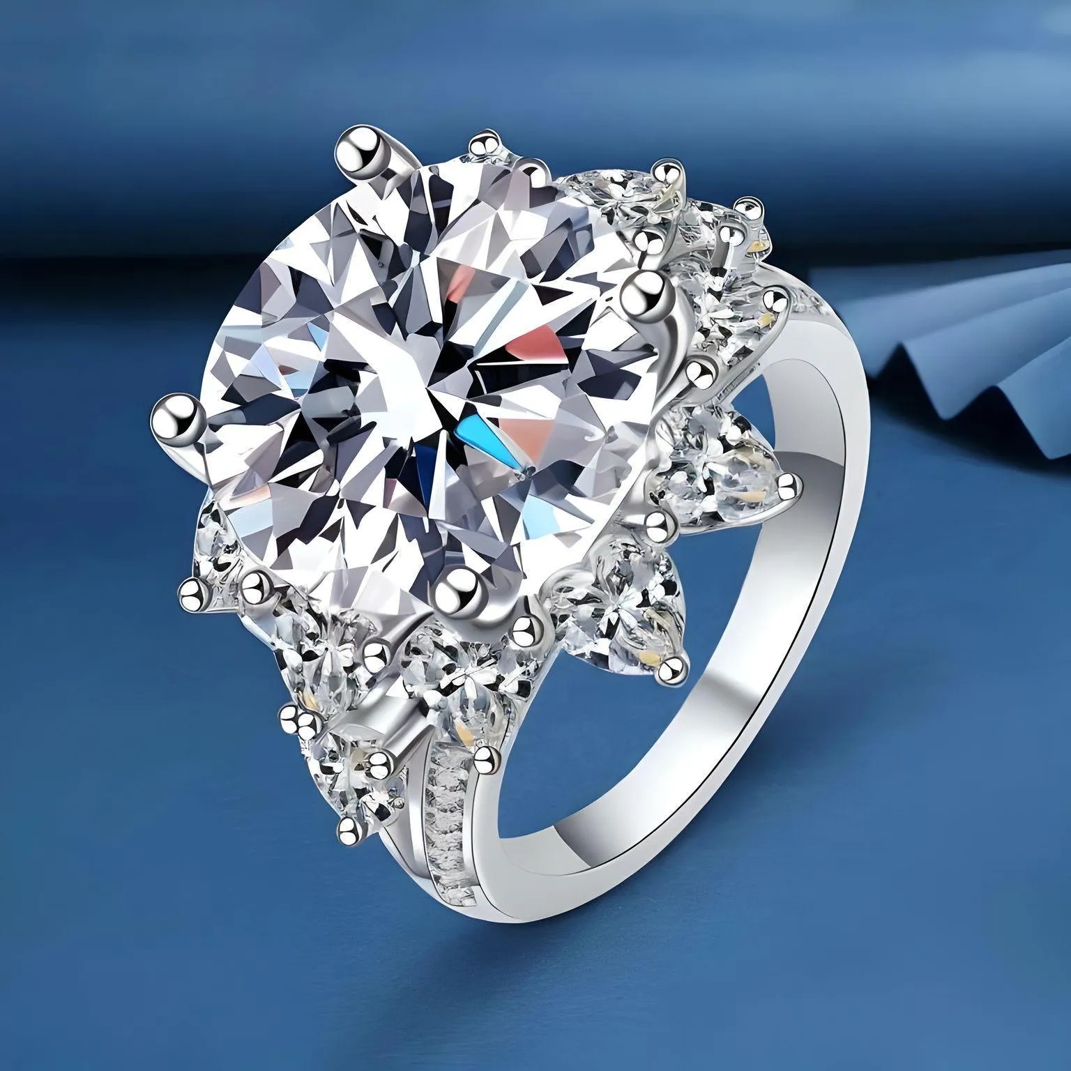 D Color 3CT & 10CT Moissanite Ring For Women Diamond Rings with GRA