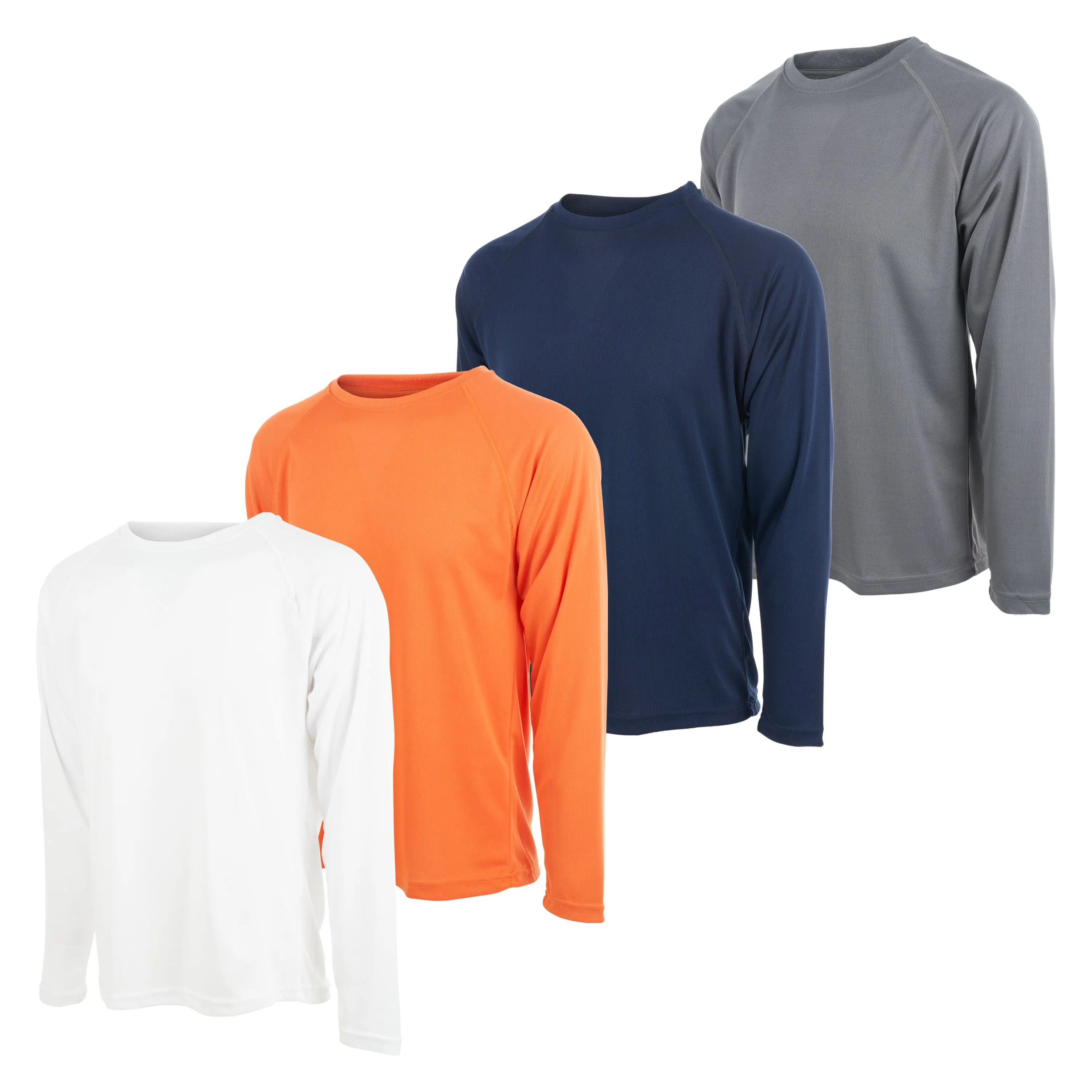 DARESAY Long Sleeve Tee Shirts for Men- Athletic Dry Fit Cooling Long Sleeve Shirts for Men with UV Ray Protection, 4-Pack.