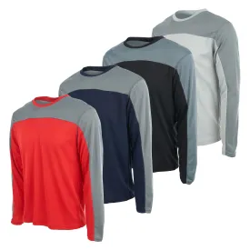 DARESAY Long Sleeve Tee Shirts for Men- Athletic Dry Fit Cooling Long Sleeve Shirts for Men with UV Ray Protection, 4-Pack.