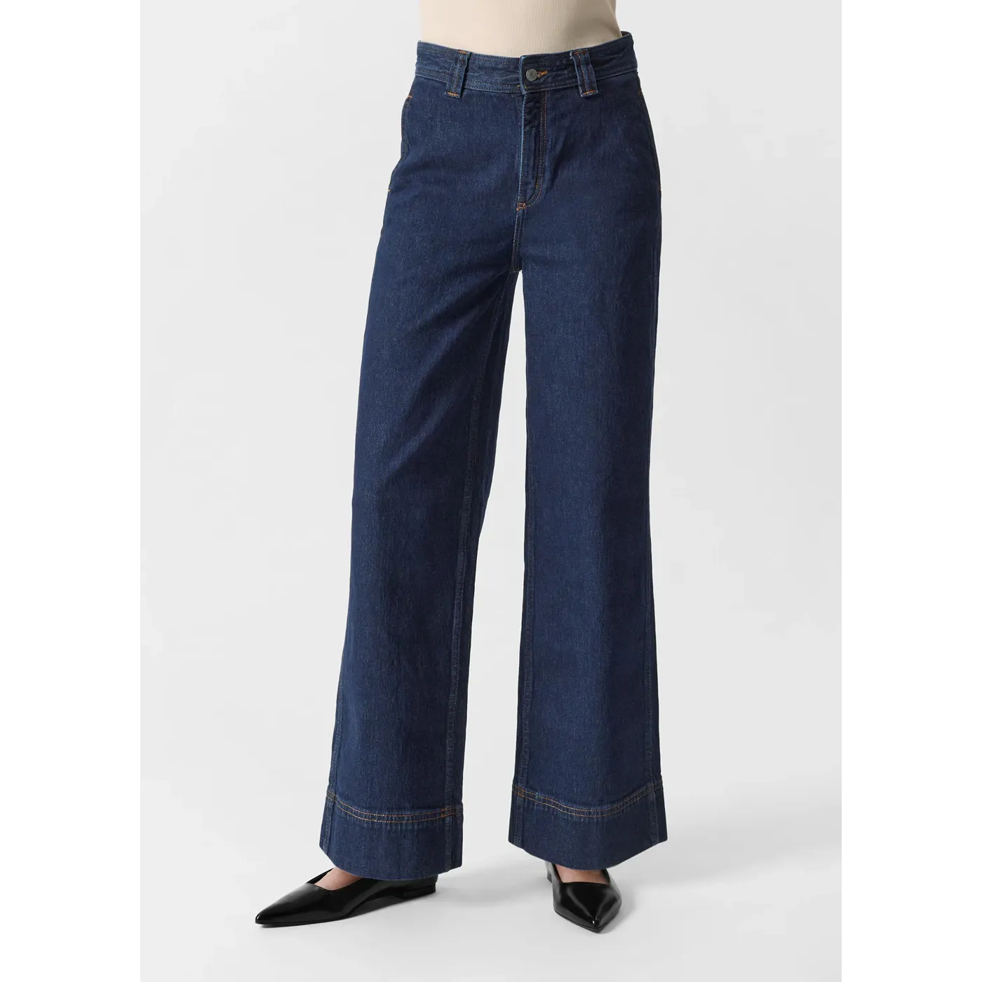 Dark Blue Wide Leg High Waist Jeans